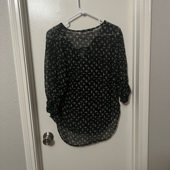 Sheer black with cross pattern blouse - Picture 2 of 2